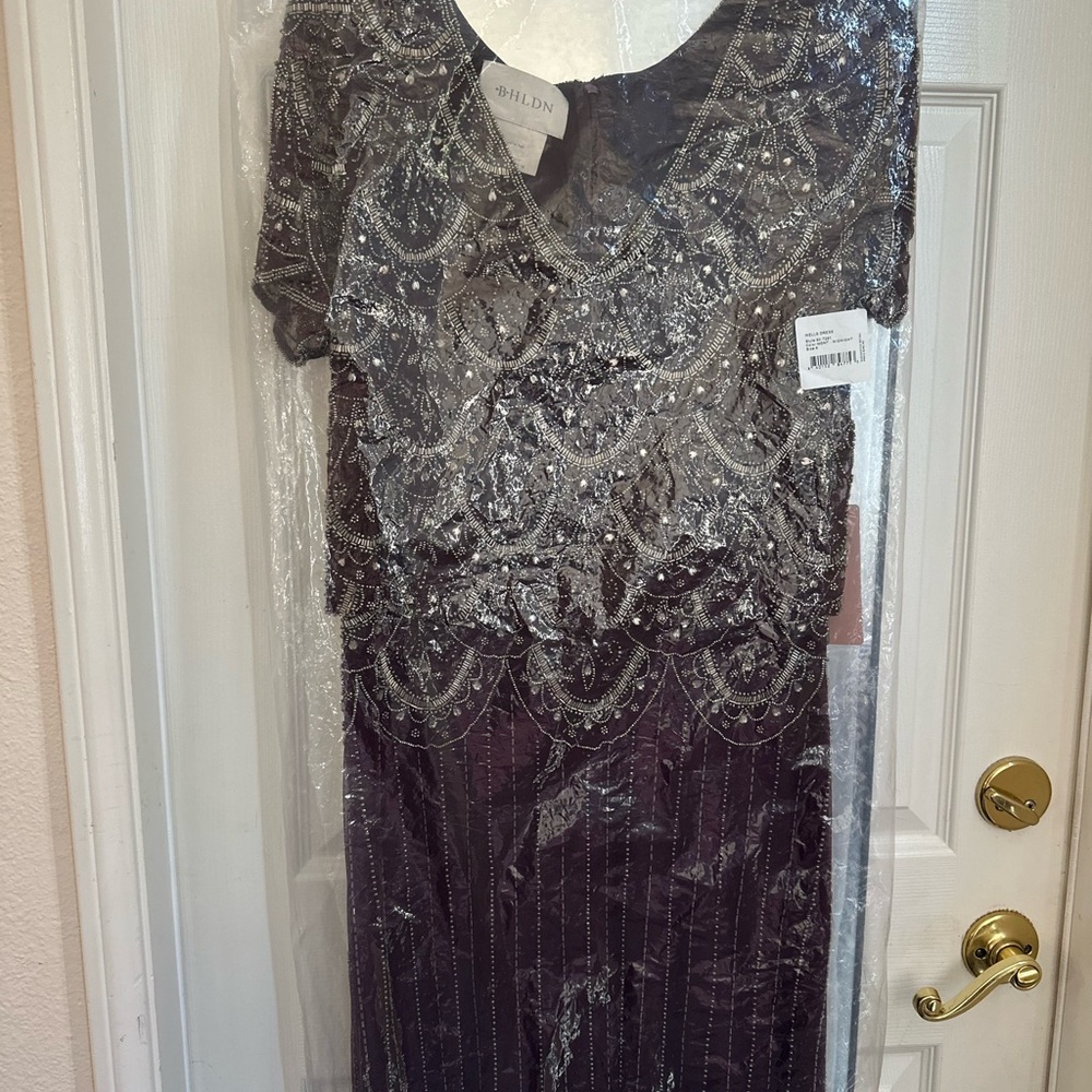 Va et Vien for BHLDN Plum and Silver Embellished Midi Dress